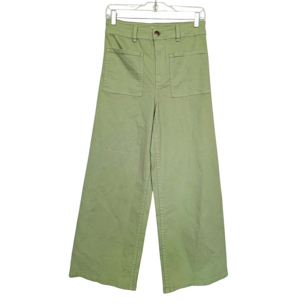 Billabong Wide Leg Pants Womens 29 Green High Rise Skater Utility Casual